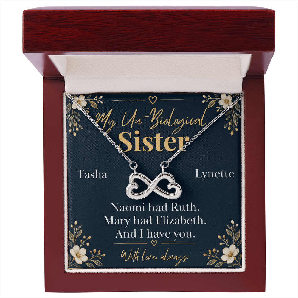 Personalized Un-Biological Sister Infinity Necklace – Christian Best Friend Gift