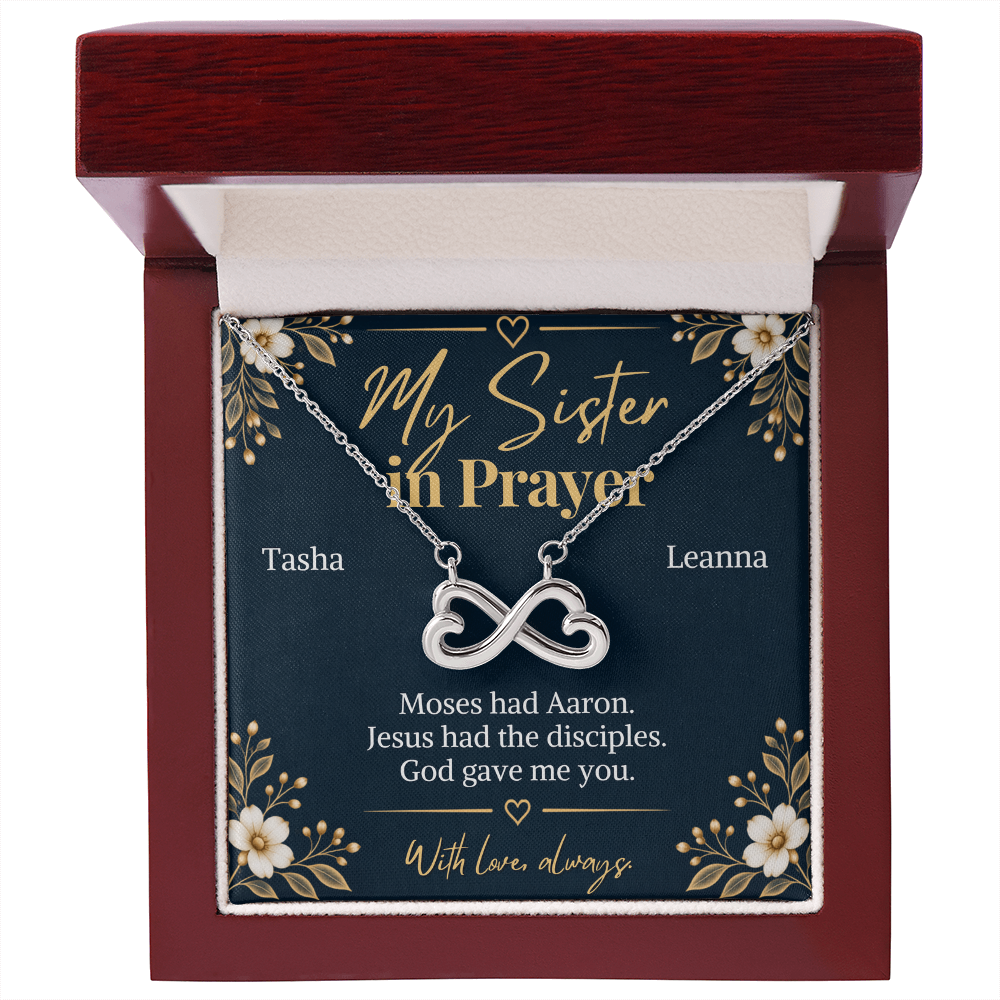 Prayer Partner Gift for Her – Personalized Sister in Christ Infinity Necklace – Christian Friend Gift