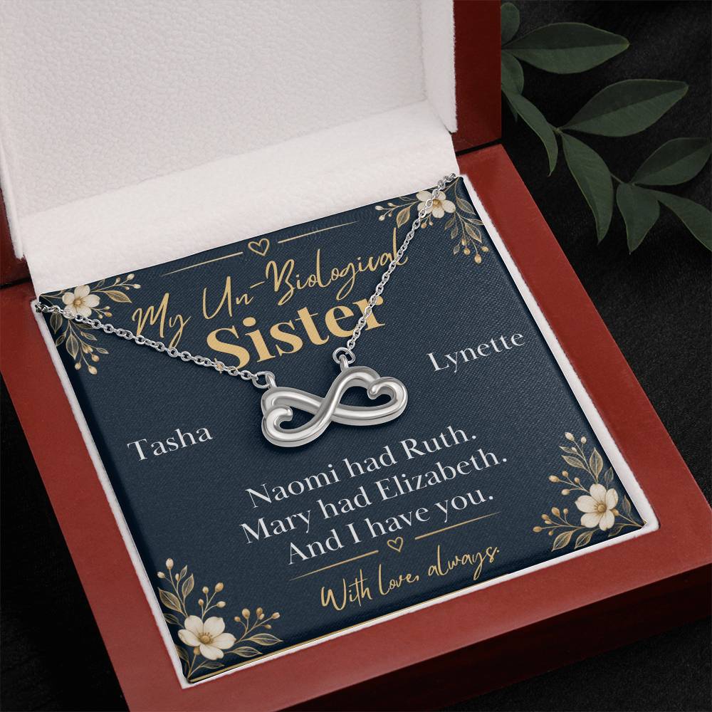 Personalized Un-Biological Sister Infinity Necklace – Christian Best Friend Gift