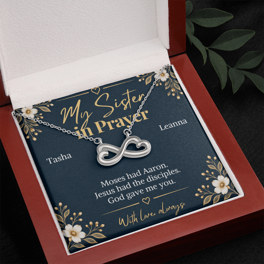 Prayer Partner Gift for Her – Personalized Sister in Christ Infinity Necklace – Christian Friend Gift