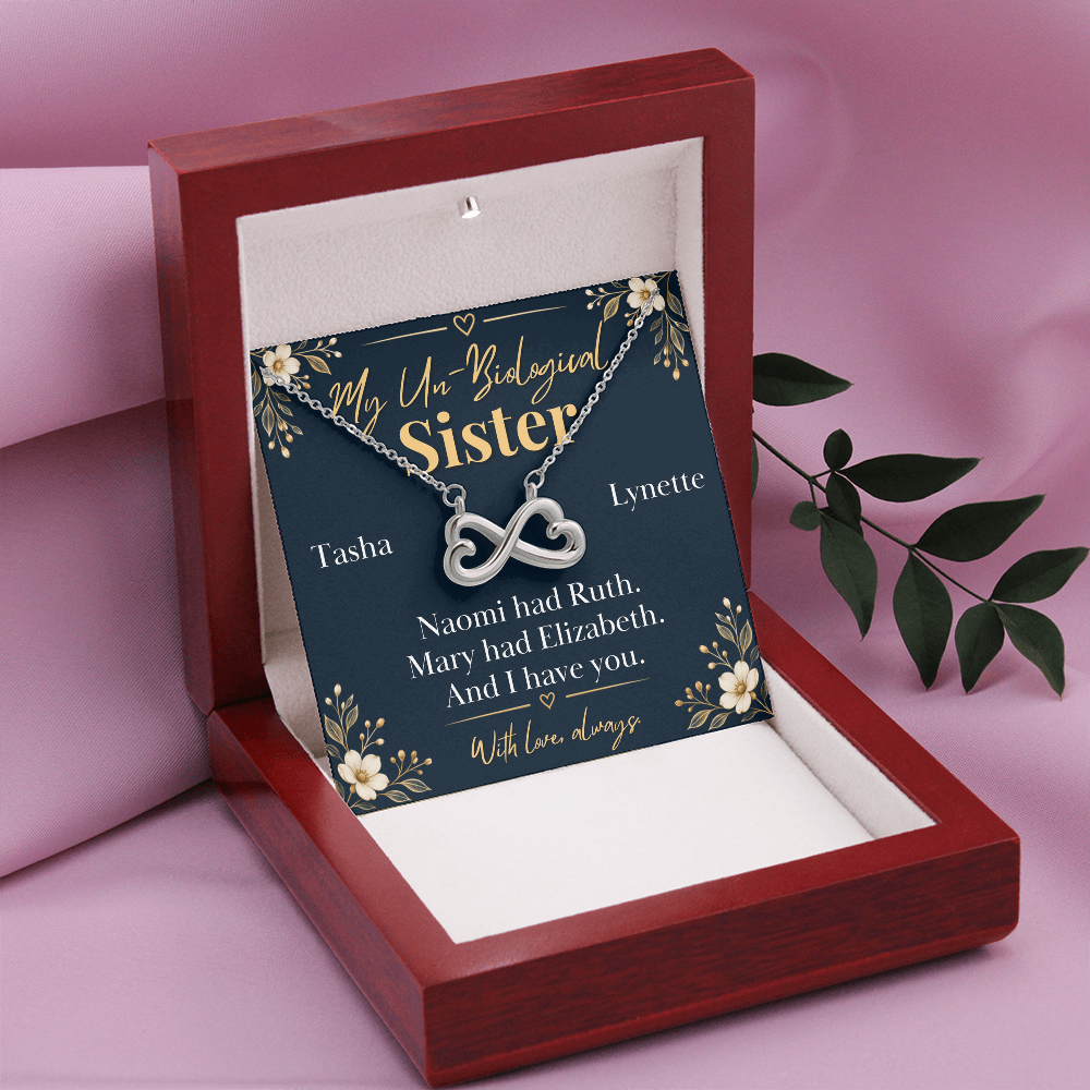 Personalized Un-Biological Sister Infinity Necklace – Christian Best Friend Gift