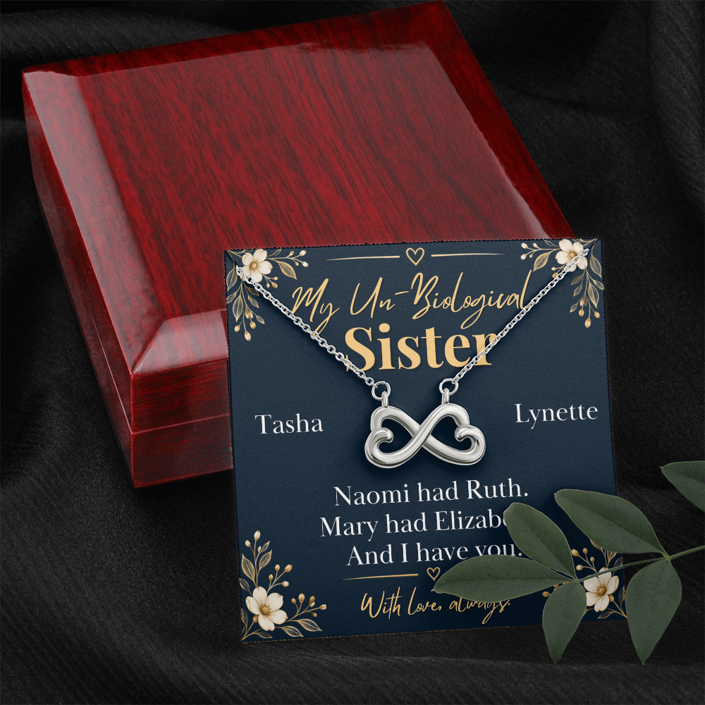 Personalized Un-Biological Sister Infinity Necklace – Christian Best Friend Gift