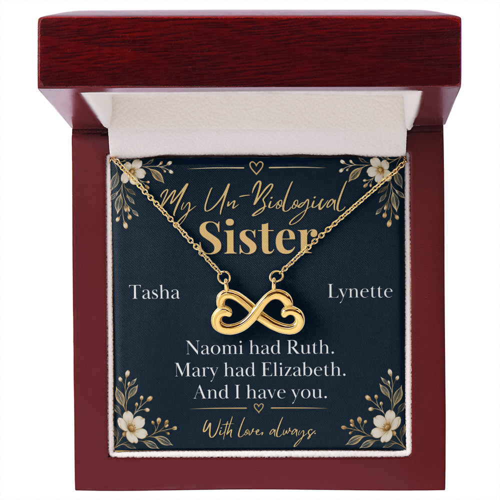 Personalized Un-Biological Sister Infinity Necklace – Christian Best Friend Gift