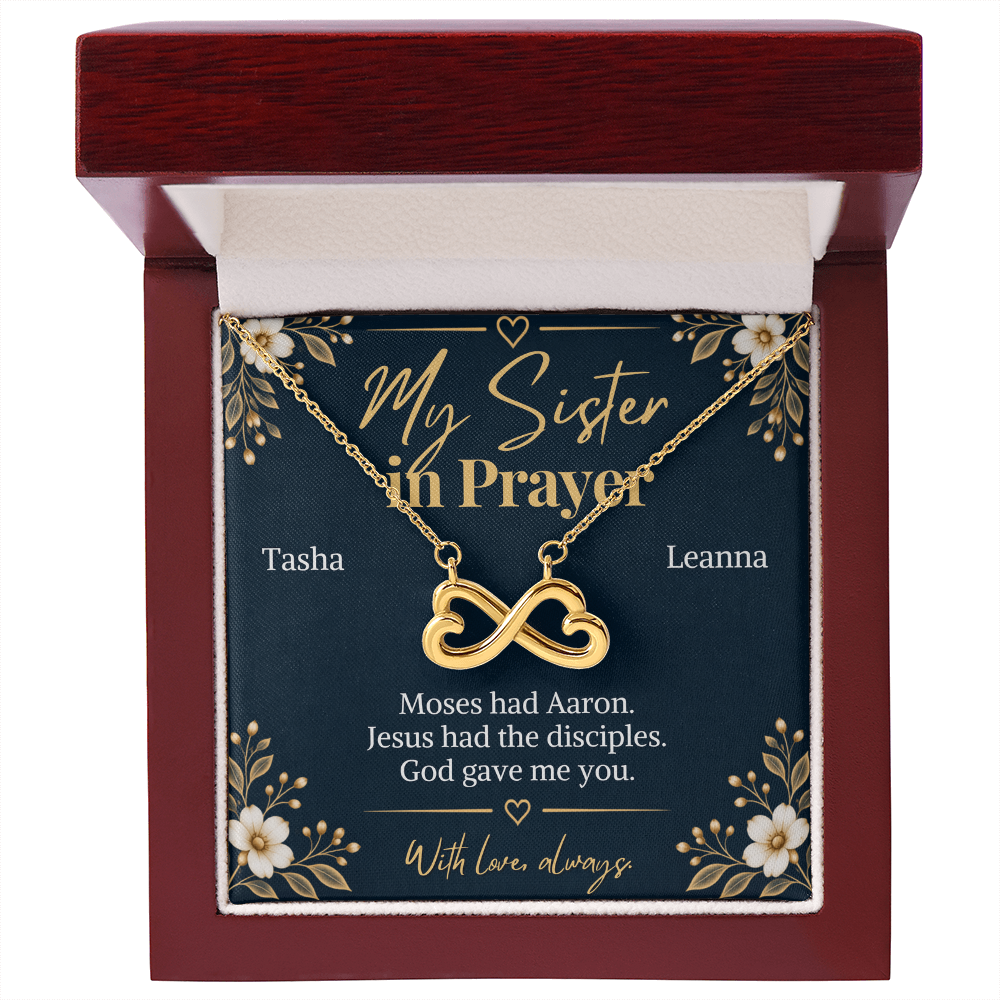 Prayer Partner Gift for Her – Personalized Sister in Christ Infinity Necklace – Christian Friend Gift