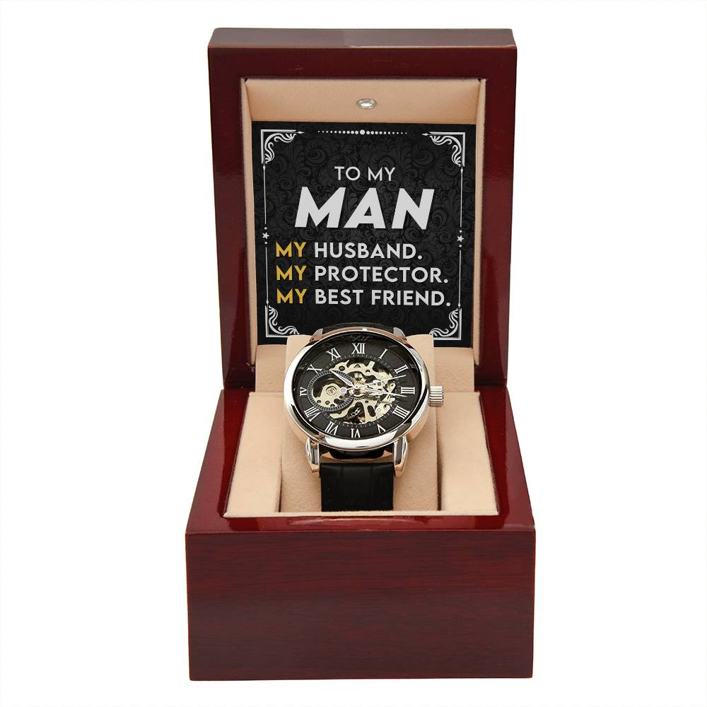 To My Man – Luxury Openwork Watch | My Husband, My Protector, My Best Friend