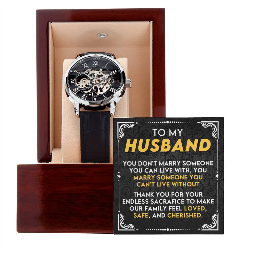 To My Husband – Luxury Openwork Watch | Heartfelt Gift from Wife