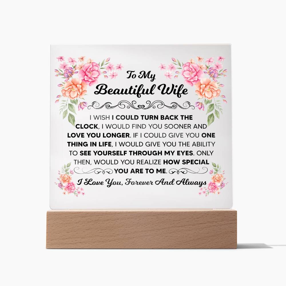 TO MY BEAUTIFUL WIFE SQUARE ACRYLIC PLAQUE