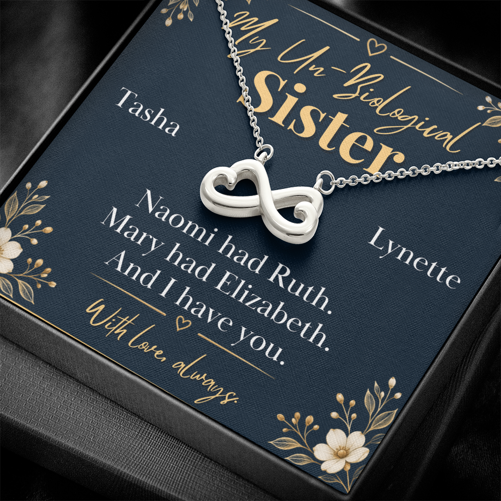 Personalized Un-Biological Sister Infinity Necklace – Christian Best Friend Gift