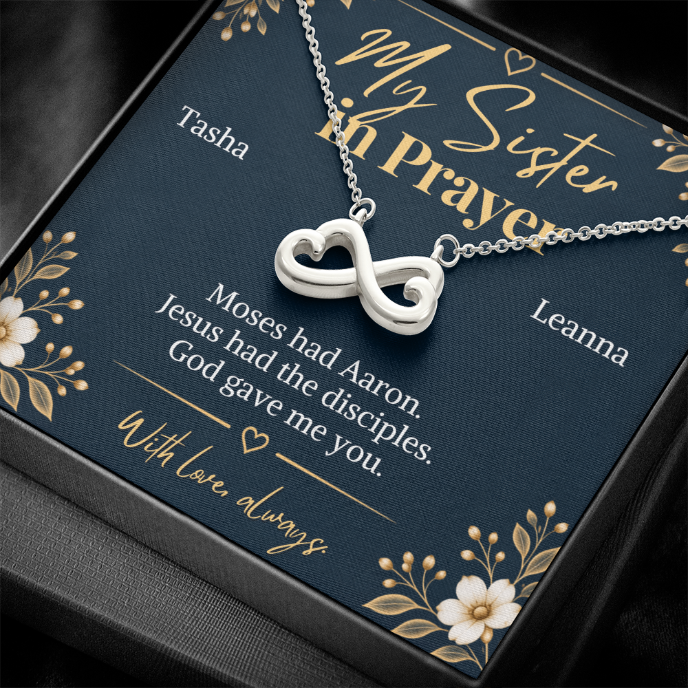 Prayer Partner Gift for Her – Personalized Sister in Christ Infinity Necklace – Christian Friend Gift