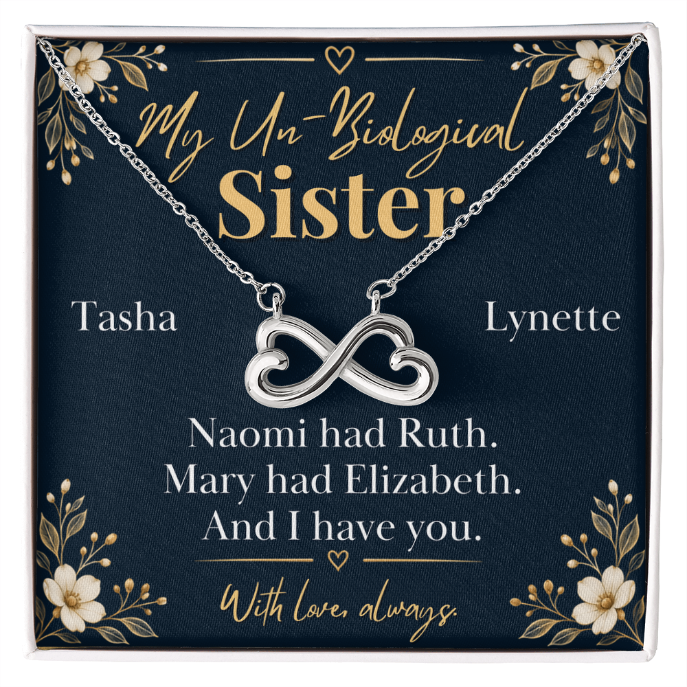 Personalized Un-Biological Sister Infinity Necklace – Christian Best Friend Gift