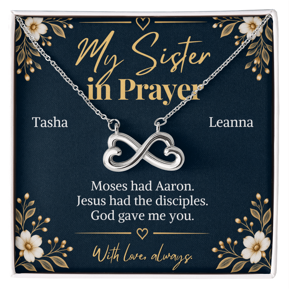 Prayer Partner Gift for Her – Personalized Sister in Christ Infinity Necklace – Christian Friend Gift