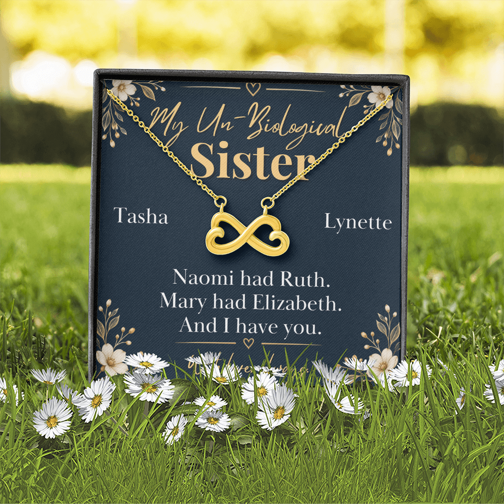 Personalized Un-Biological Sister Infinity Necklace – Christian Best Friend Gift