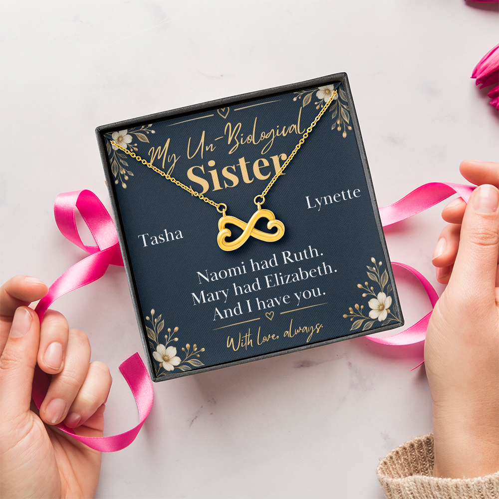 Personalized Un-Biological Sister Infinity Necklace – Christian Best Friend Gift