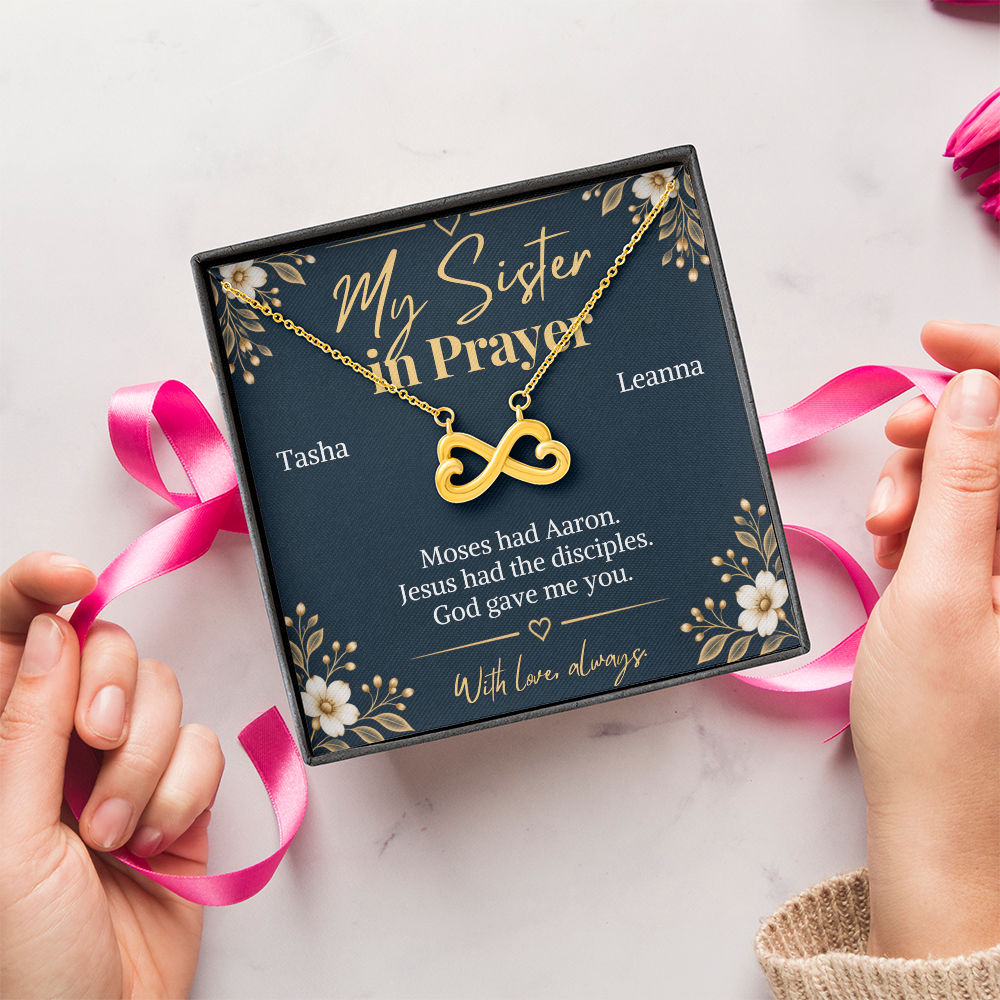 Prayer Partner Gift for Her – Personalized Sister in Christ Infinity Necklace – Christian Friend Gift