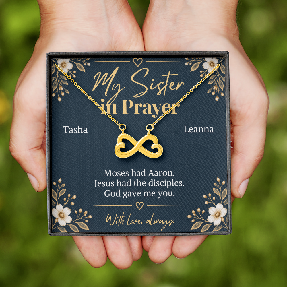 Prayer Partner Gift for Her – Personalized Sister in Christ Infinity Necklace – Christian Friend Gift