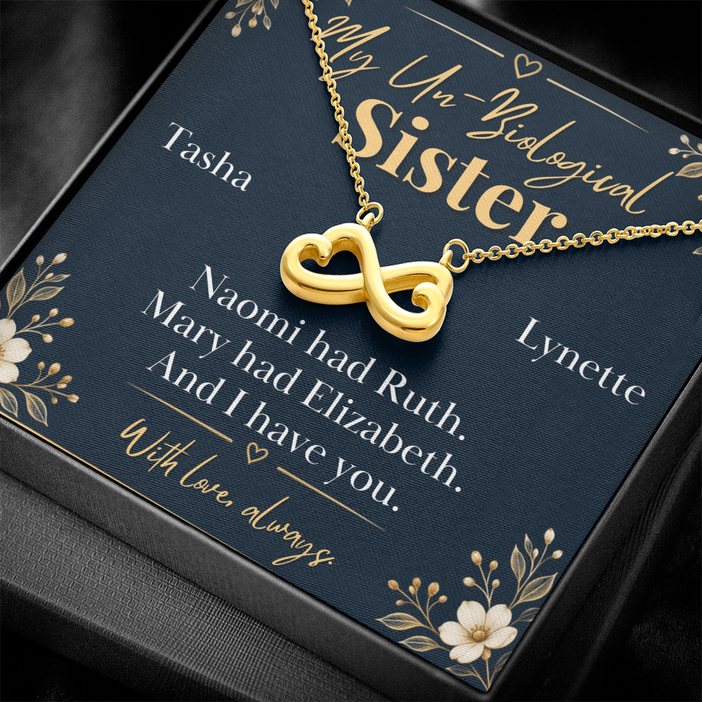 Personalized Un-Biological Sister Infinity Necklace – Christian Best Friend Gift