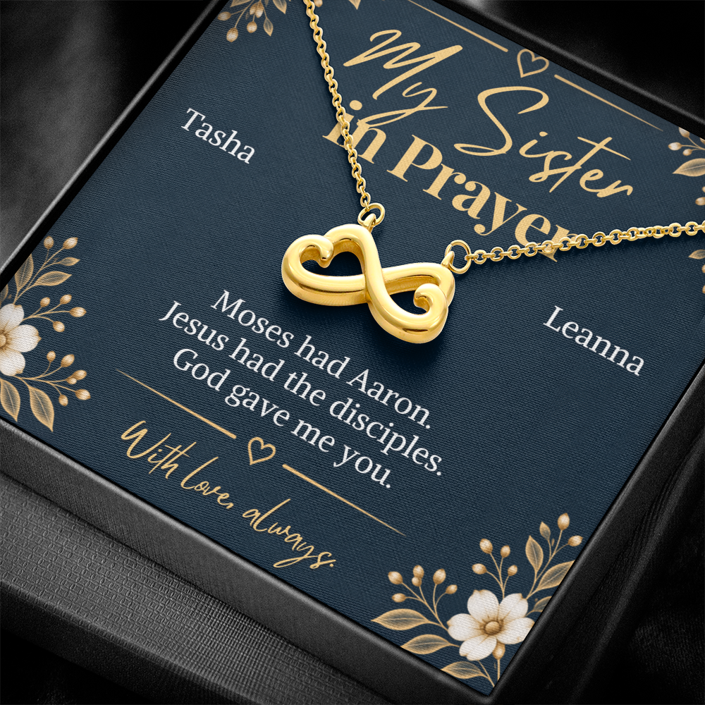 Prayer Partner Gift for Her – Personalized Sister in Christ Infinity Necklace – Christian Friend Gift