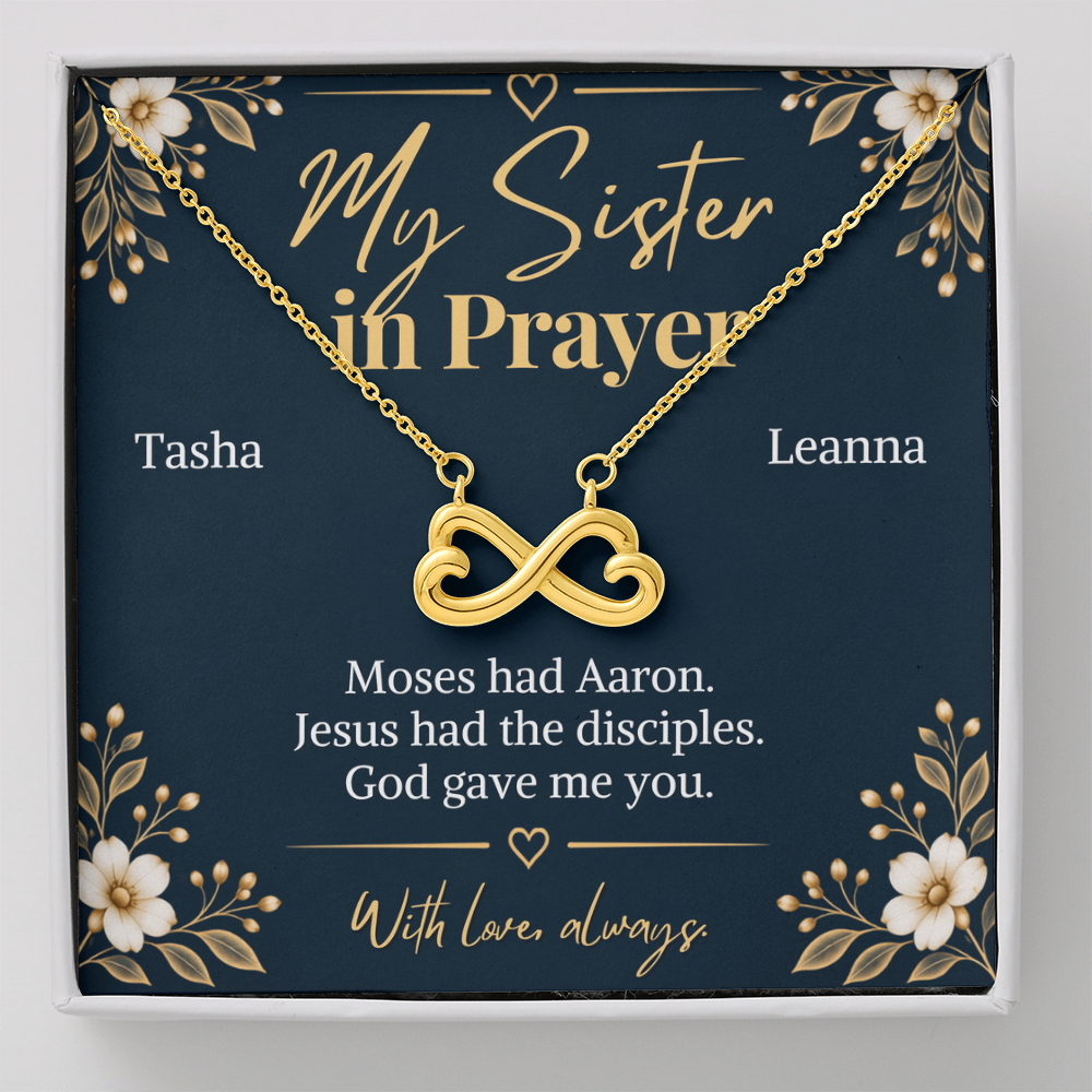Prayer Partner Gift for Her – Personalized Sister in Christ Infinity Necklace – Christian Friend Gift