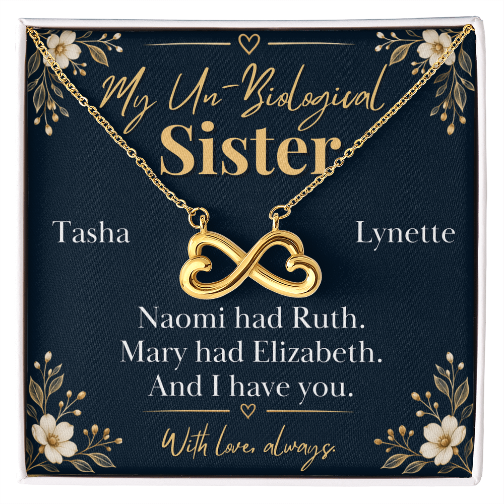 Personalized Un-Biological Sister Infinity Necklace – Christian Best Friend Gift