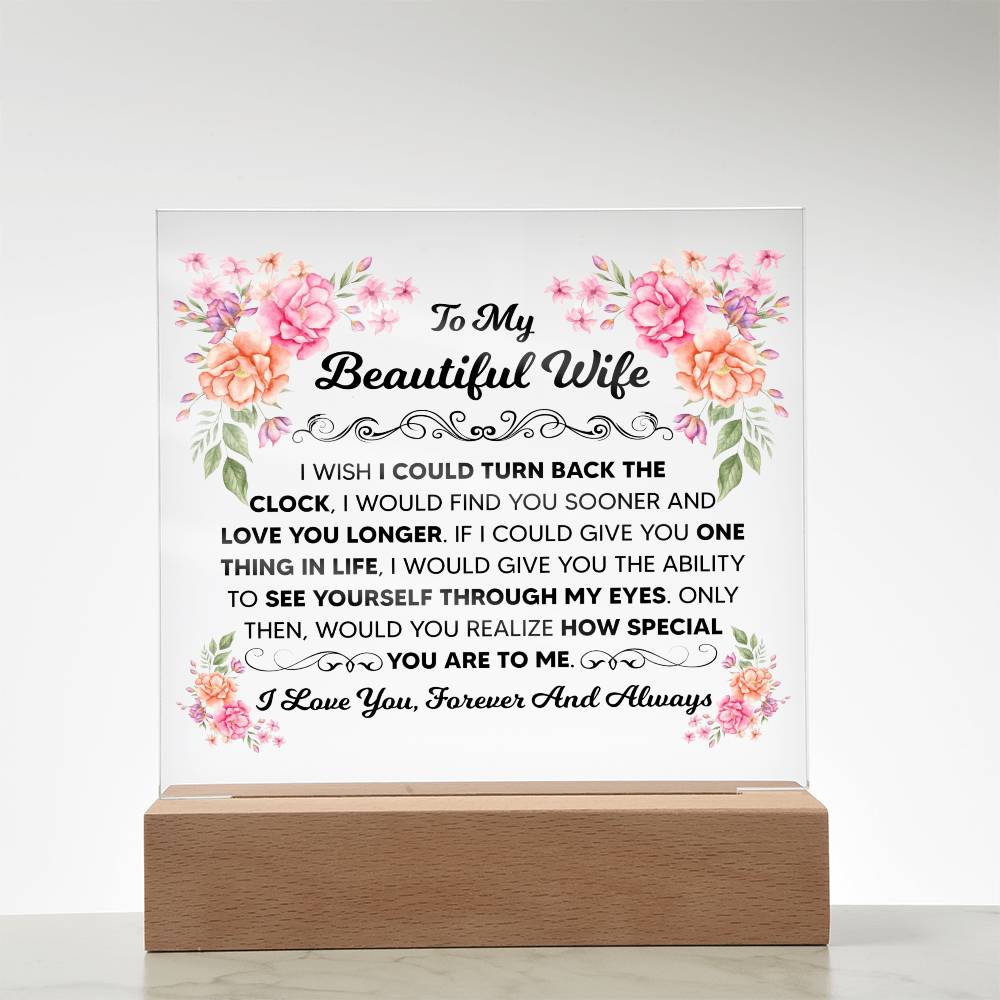 TO MY BEAUTIFUL WIFE SQUARE ACRYLIC PLAQUE 1