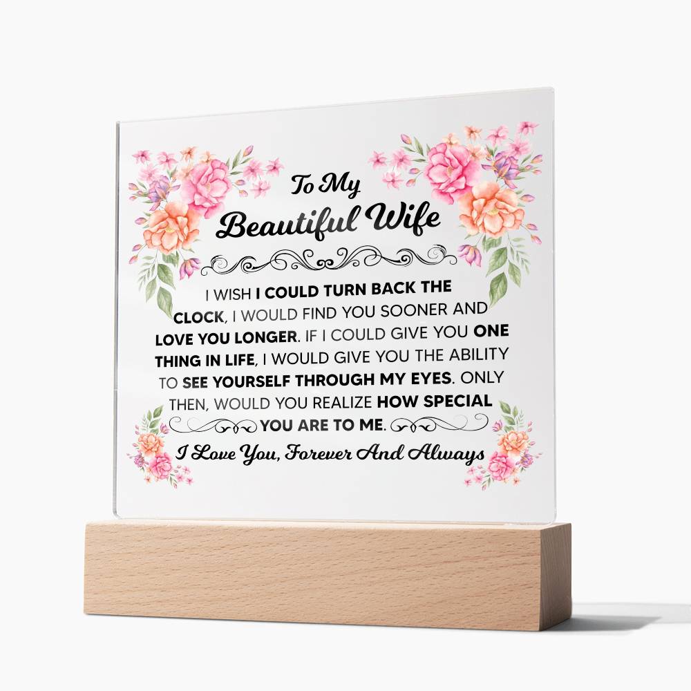 TO MY BEAUTIFUL WIFE SQUARE ACRYLIC PLAQUE 1
