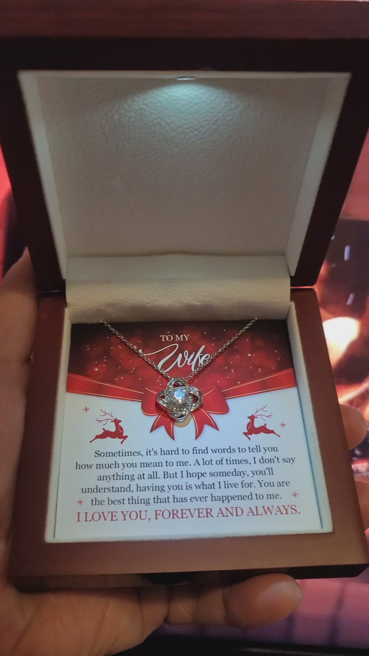 Christmas Love Knot Necklace for Wife – A Gift from Her Husband
